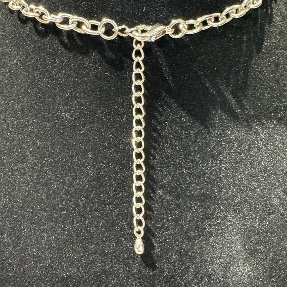 Vintage Signed KC Amber Teardrop Pendant Silver Toned Necklace - Picture 7 of 7